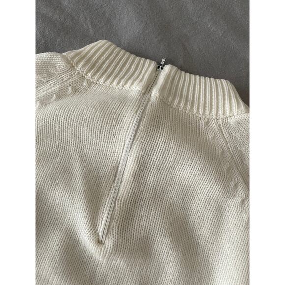 VTG. 50s/60s Mock Turtleneck sweater Cream Ivory long sleeve - Picture 4 of 7
